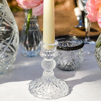 Pressed Glass Candlestick Two Sizes, 3 of 9