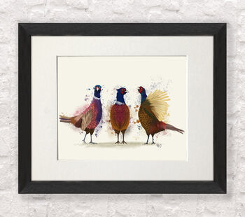 Pheasant Trio Art Print, Framed Or Unframed, 5 of 7