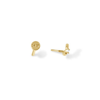14 Carat Gold Horizon Tragus, Solid Gold Labret Earring, 2 of 6