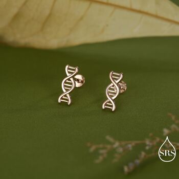 Dna Molecular Structure 16 G Flat Back Earrings In Sterling Silver, 6 of 11