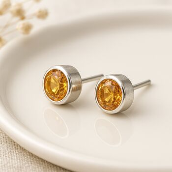 Sterling Silver November Birthstone Stud Earrings – 7mm, 3 of 6