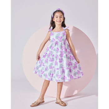 Bodrum Girls Cotton Dress With Matching Hairband, 6 of 7