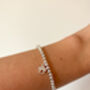 Sterling Silver Paw Print Charm Beaded Bracelet, thumbnail 3 of 7