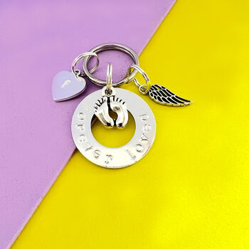 Footprints And Angel Wings Forever Loved Keyring, 7 of 10