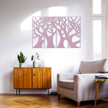 Four Piece Wooden Tree Modern Wall Art For Any Room, 5 of 12
