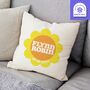 Retro Sunflower Personalised New Baby Cushion, thumbnail 1 of 2