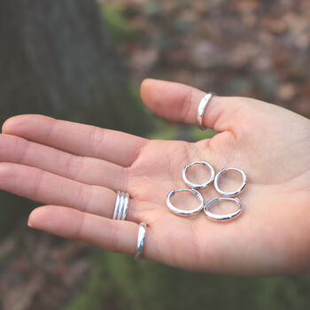Silver Hoop Earrings Minimalist Jewellery, 3 of 4