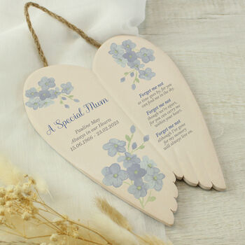 Personalised Forget Me Not Memorial Ceramic Wings, 2 of 6