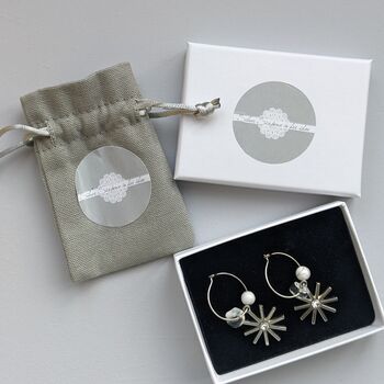 Snowflake And Quartz Christmas Hoop Earrings, 2 of 5