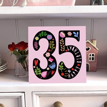 35th Birthday Card Folky Flowers, 5 of 5