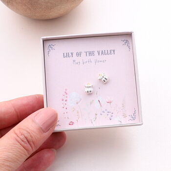 British Birth Flower Earrings Sterling Silver, 6 of 12