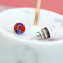 Red Festival Confetti Acrylic Round Stud Earrings, thumbnail 3 of 5