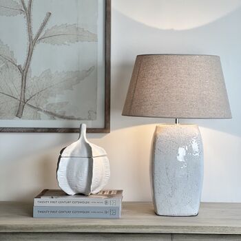 Tall White Crackle Glaze Table Lamp, 3 of 6