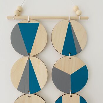Teal And Grey Plywood Geometric Modern Wall Hanging Art, 6 of 8