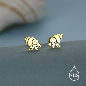 Cute Hermit Crab Stud Earrings In Sterling Silver, 5 of 12