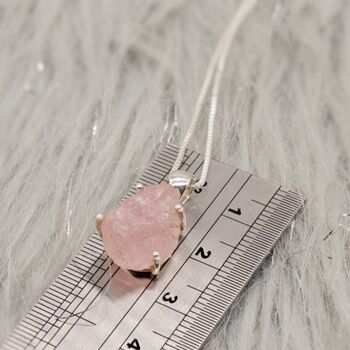 Raw Rose Quartz Chain Pendant Necklace, 4 of 6