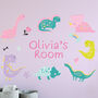 Personalised Pink Dinosaur Kids Bedroom Wall Sticker, thumbnail 2 of 2