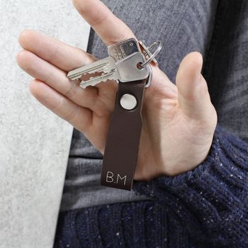 Handmade Leather Loop Keyring For Him, 6 of 6