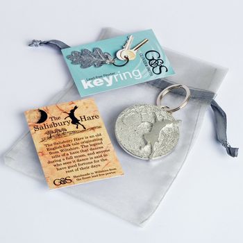 Boxing Hare And Moon Pewter Key Ring Gifts, 3 of 9
