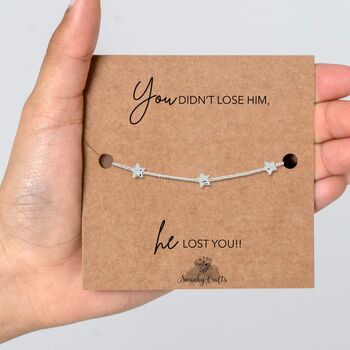 Breakup Gift For Her With A Gold Plated Or Silver Plated Star Bracelet And Card, 4 of 4