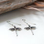 Sterling Silver Little Dragonfly Dangly Earrings, thumbnail 5 of 7