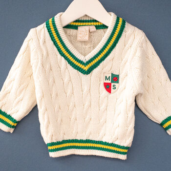 Clubhouse Personalised Baby And Children’s Cricket Jumper, 3 of 12