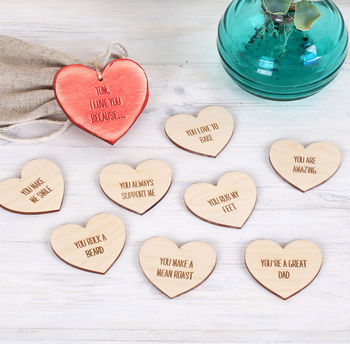 I Love You Because Personalised Message Heart Tokens, 2 of 3