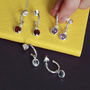 Sterling Silver Birthstone Gemstone Hoop Earrings, thumbnail 8 of 10