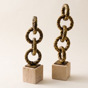 Handcrafted Brass Chain Sculpture Set Of Two, 4 of 6