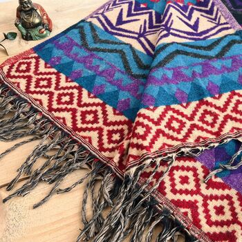 Fair Trade Handwoven Recycled Purple Blanket, 2 of 8