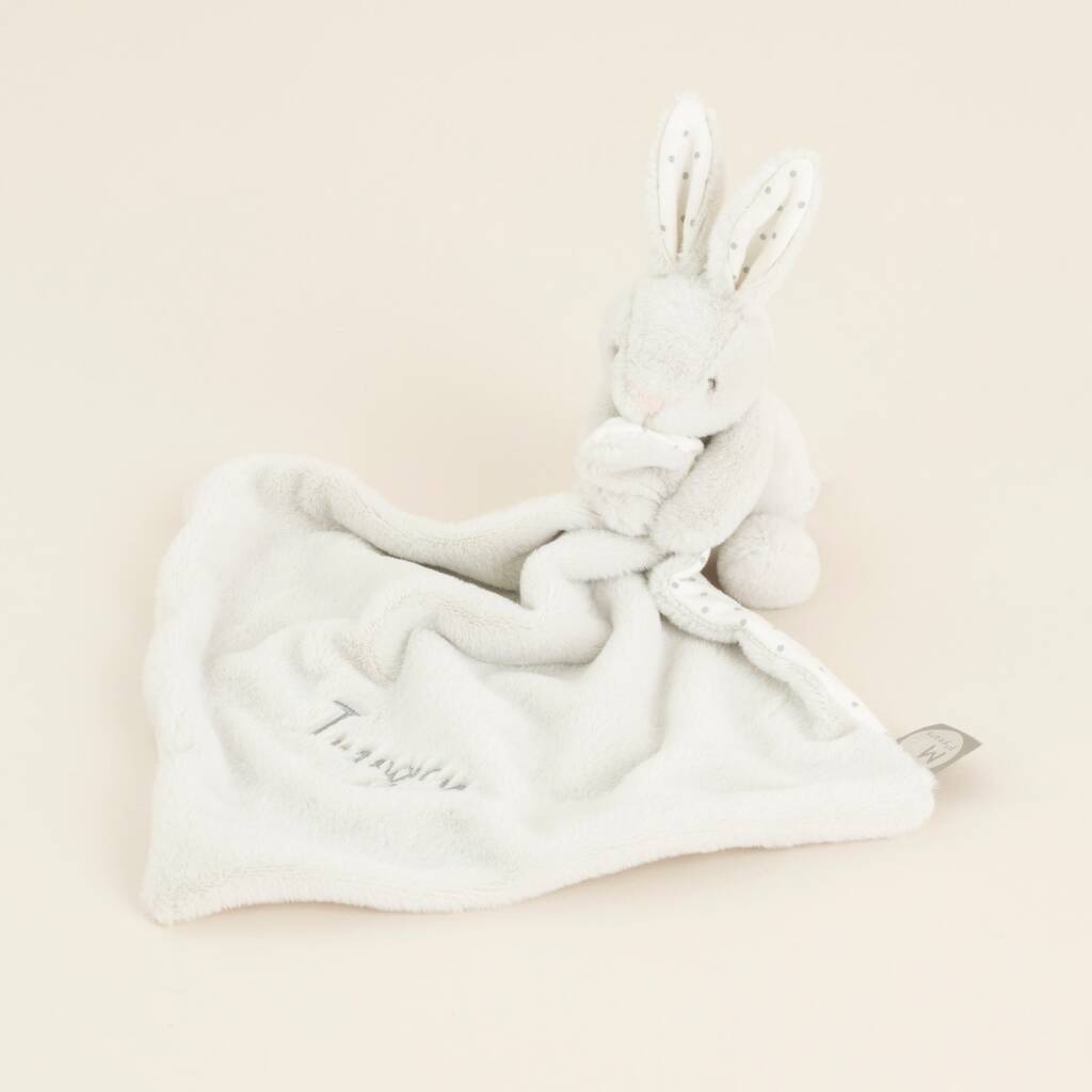 Personalised Light Grey Super Soft Bunny Comforter, 1 of 5