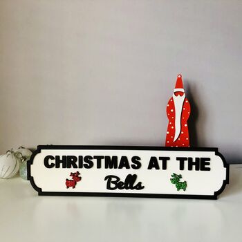 Personalised Surname Christmas Vintage Style Roadsign, 2 of 9