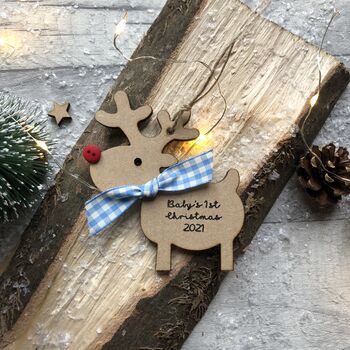 Personalised Baby's 1st Christmas 2023 Wooden Reindeer, 12 of 12