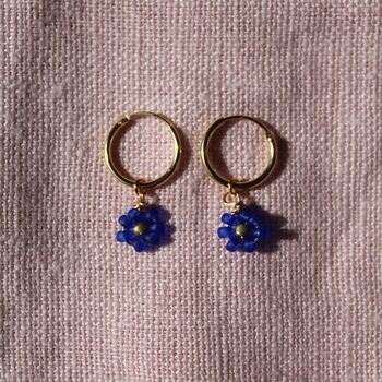 Daisy Beaded Earrings On Gold Plated Hoops, 10 of 12