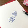 'Swallow Tattoo' Style Letterpress Card, thumbnail 1 of 3