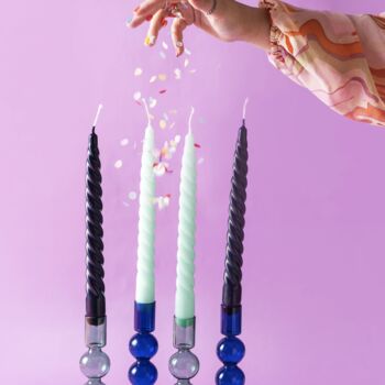 Pack Of Four Coloured Spiral Candles, 2 of 7