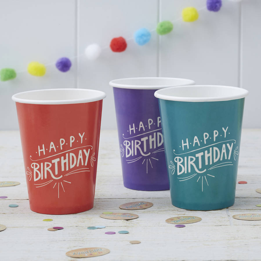 happy birthday paper party cups by ginger ray