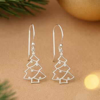 Sterling Silver Christmas Tree Earrings, 4 of 7