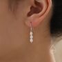 Oval Pearl Trio Drop Hook Earrings In Sterling Silver, thumbnail 2 of 11