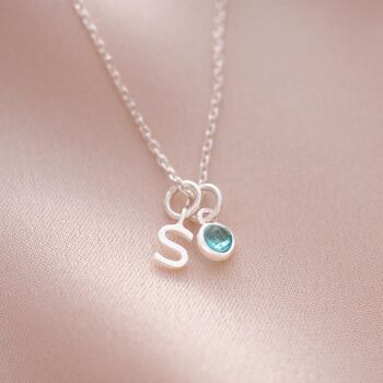 Mini Letter And Birthstone Personalised Necklace, 3 of 11