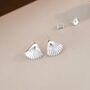 Maria Silver Fluted Oyster Vintage Charm Gift Stud Earrings, thumbnail 2 of 8