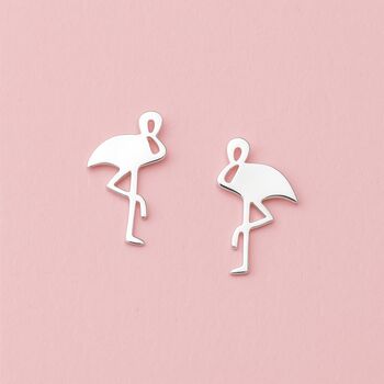 Sterling Silver Flamingo Stud Earrings, 2 of 4