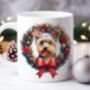 Personalised Yorkshire Terrier Christmas Wreath Dog Mug, thumbnail 1 of 2