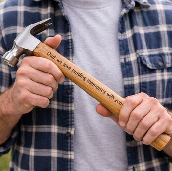Personalised Engraved Mens Wooden Tool Hammer Set, 3 of 3