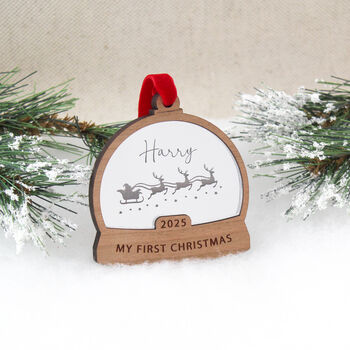 My First Christmas Snow Globe Style Personalised Bauble, 2 of 7