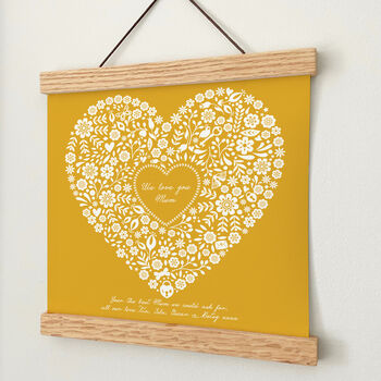 Personalised Mothers Day Floral Heart Oak Wall Hanging, 6 of 8