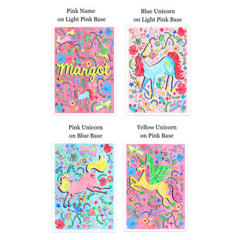 Pink Unicorn Name Print Set, 3 of 12