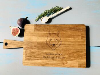 The Wolf Personalised Oak Chopping, Serving Board, 2 of 4