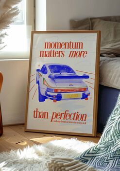 'Momentum Matters More Than Perfection' Retro Porsche Art Print, 5 of 8