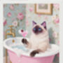 Your Own 'Cat In The Bath With Cocktail' Wall Art Print | Customise To Your Own Cat And Cocktail, thumbnail 2 of 6